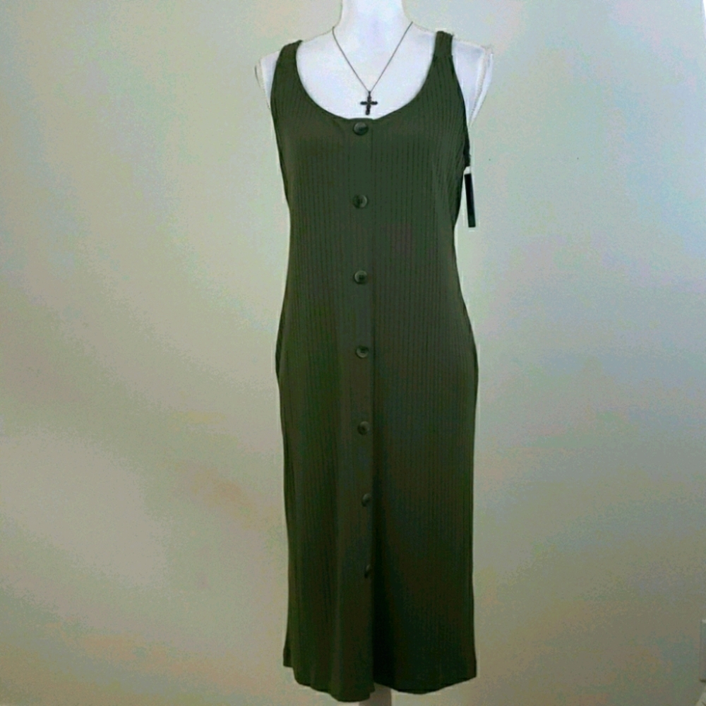 BP. Nordstrom~Size L~Olive Green Sleeveless Dress.